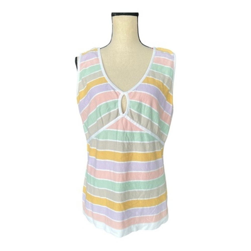 Sonia Rykiel Ribbed Striped Multicolor Sleeveless Tank Top Size 46 (US XL)